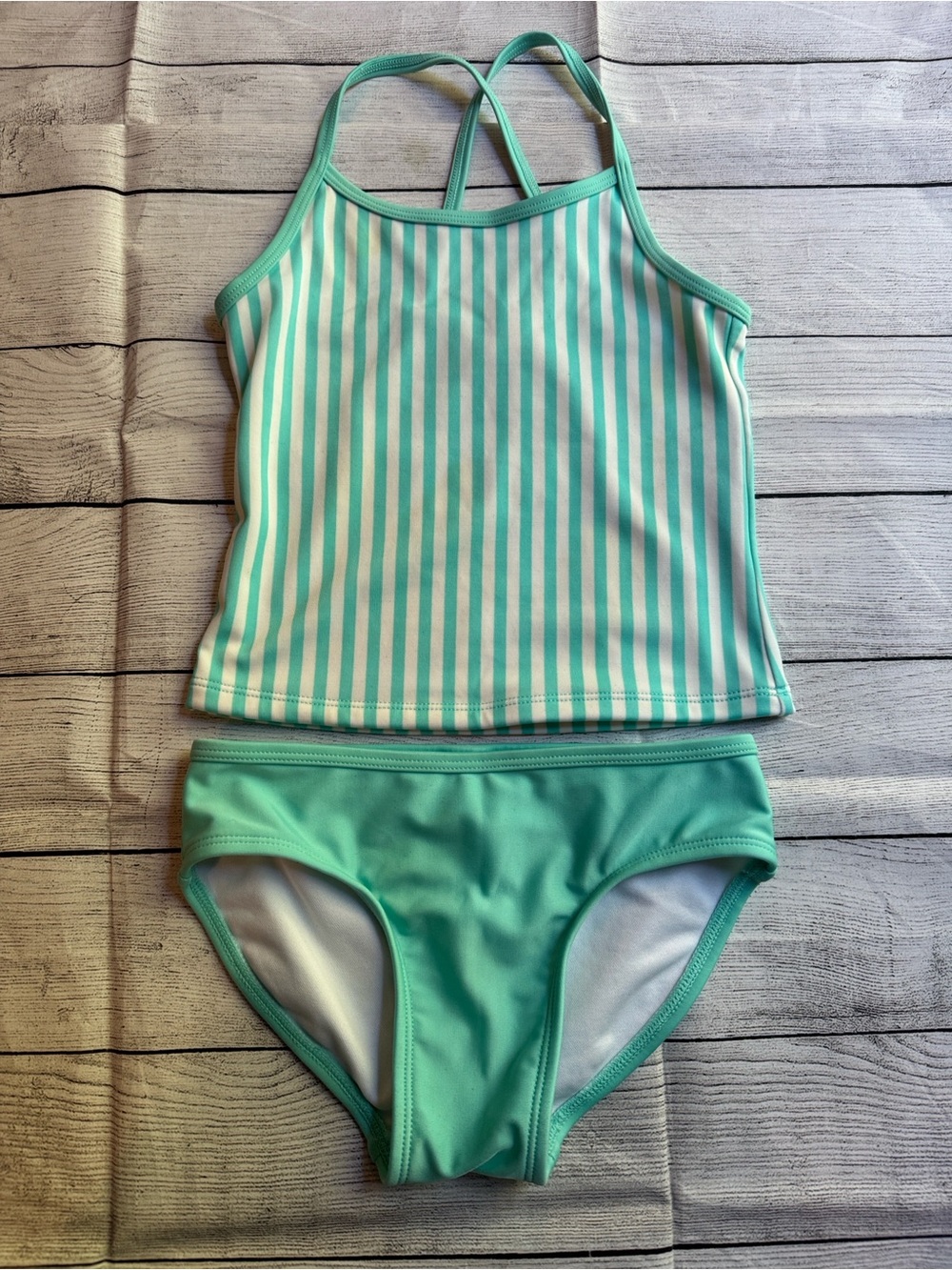 Cat & Jack Mint Green & White Striped Tankani size Small